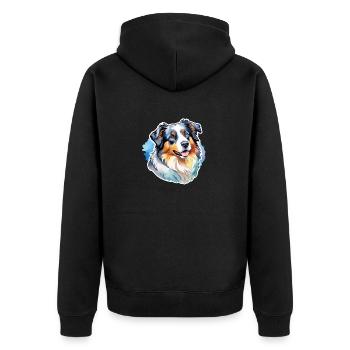 Berger Australien Aquarelles - Veste à capuche bio Premium Unisexe - noir - Dos - Nico (187cm)