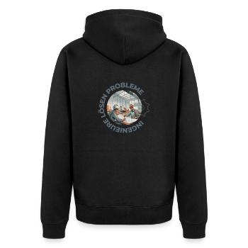 Engineers solve problems - Unisex Premium Organic Zip Hoodie - black - Back - Nico (187cm)