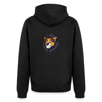 Lion Lion Head - Unisex Premium Organic Zip Hoodie - black - Back - Nico (187cm)