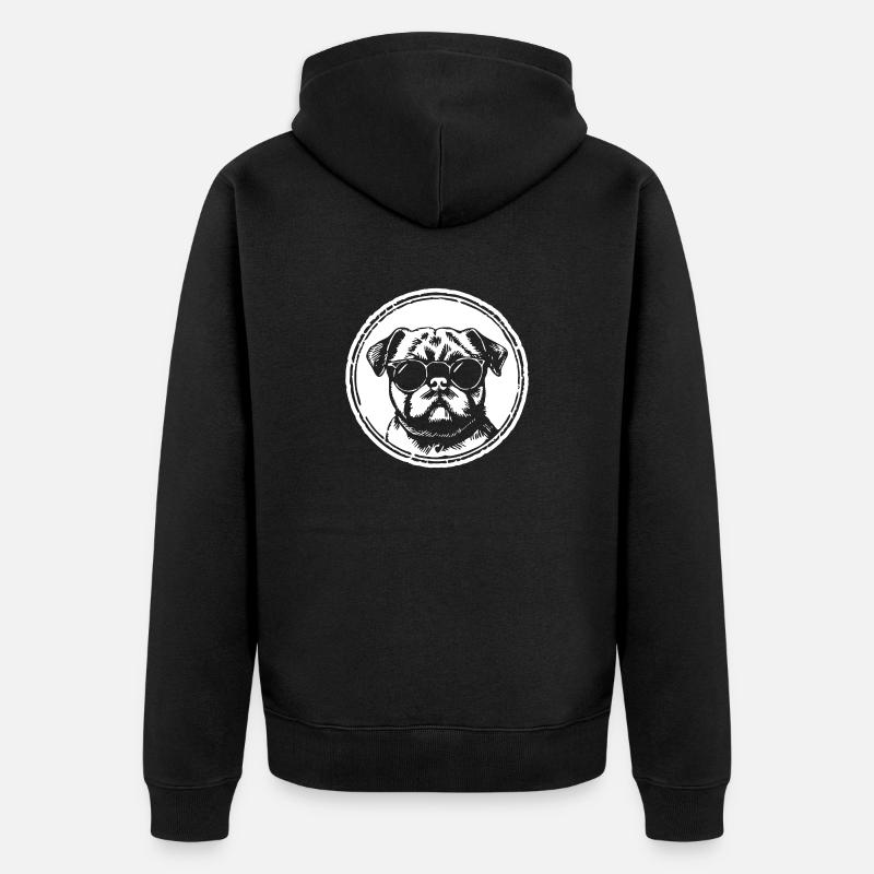 Mops Hund - Unisex Premium Bio Zip Hoodie - Schwarz