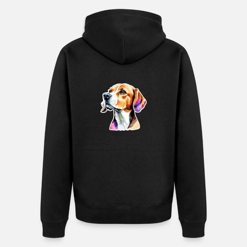 Beagle Aquarelles - Veste à capuche bio Premium Unisexe - noir