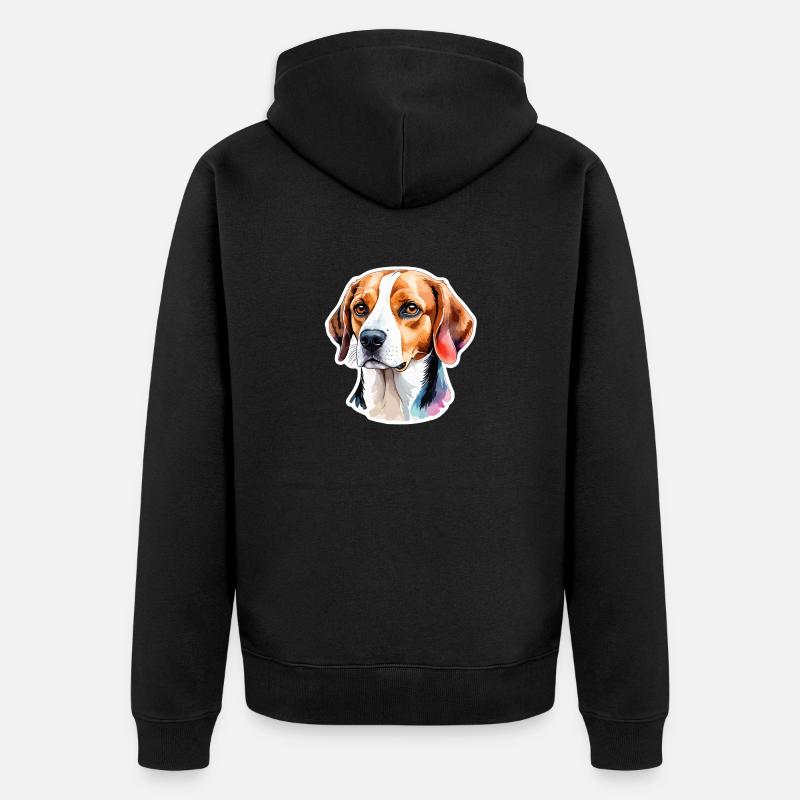 Beagle Aquarelles - Veste à capuche bio Premium Unisexe - noir