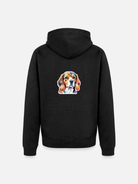 Beagle Wasserfarben - Unisex Premium Bio Zip Hoodie - Schwarz