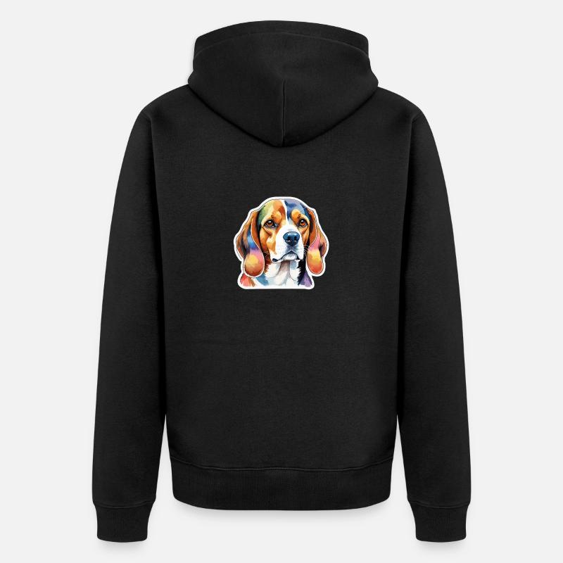 Beagle Aquarelles - Veste à capuche bio Premium Unisexe - noir