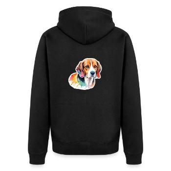Beagle Watercolors - Unisex Premium Organic Zip Hoodie - black - Back - Nico (187cm)