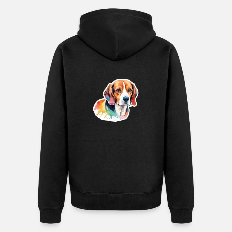 Beagle Aquarelles - Veste à capuche bio Premium Unisexe - noir