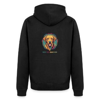 Vintage Hund bester Hundebesitzer - Unisex Premium Bio Zip Hoodie - Schwarz - Hinten - Nico (187cm)
