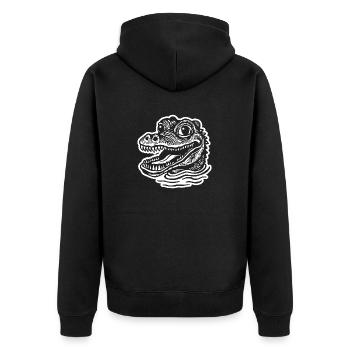 Krokodil Alligator - Unisex Premium Bio Zip Hoodie - Schwarz - Hinten - Nico (187cm)