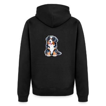 Berner Sennenhund Wasserfarben - Unisex Premium Bio Zip Hoodie - Schwarz - Hinten - Nico (187cm)