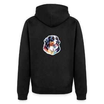 Berner Sennenhund Wasserfarben - Unisex Premium Bio Zip Hoodie - Schwarz - Hinten - Nico (187cm)