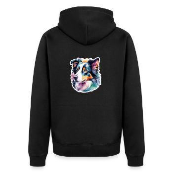 Border Collie Aquarelles - Veste à capuche bio Premium Unisexe - noir - Dos - Nico (187cm)