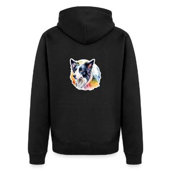 Border Collie Aquarelles - Veste à capuche bio Premium Unisexe - noir - Dos - Nico (187cm)