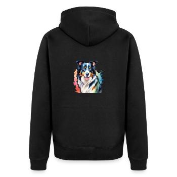 Border Collie Aquarelles - Veste à capuche bio Premium Unisexe - noir - Dos - Nico (187cm)