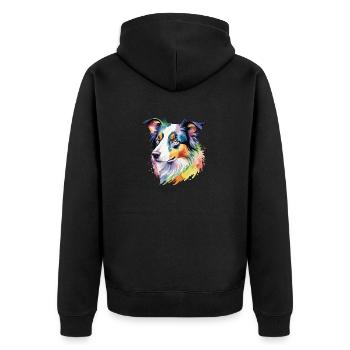 Border Collie Aquarelles - Veste à capuche bio Premium Unisexe - noir - Dos - Nico (187cm)