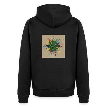 Feuille de chanvre colorée - Veste à capuche bio Premium Unisexe - noir - Dos - Nico (187cm)