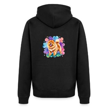 Chow Chow Wasserfarben - Unisex Premium Bio Zip Hoodie - Schwarz - Hinten - Nico (187cm)