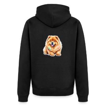 Chow Chow Wasserfarben - Unisex Premium Bio Zip Hoodie - Schwarz - Hinten - Nico (187cm)