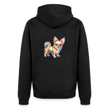 Chihuahua Wasserfarben - Unisex Premium Bio Zip Hoodie - Schwarz - Hinten - Nico (187cm)