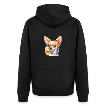 Chihuahua Wasserfarben - Unisex Premium Bio Zip Hoodie - Schwarz - Hinten - Nico (187cm)