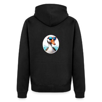 Coole Ente mit Sonnenbrille - Unisex Premium Bio Zip Hoodie - Schwarz - Hinten - Nico (187cm)