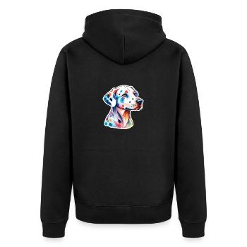 Dalmatiner Wasserfarben - Unisex Premium Bio Zip Hoodie - Schwarz - Hinten - Nico (187cm)