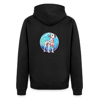 Dalmatiner Wasserfarben - Unisex Premium Bio Zip Hoodie - Schwarz - Hinten - Nico (187cm)