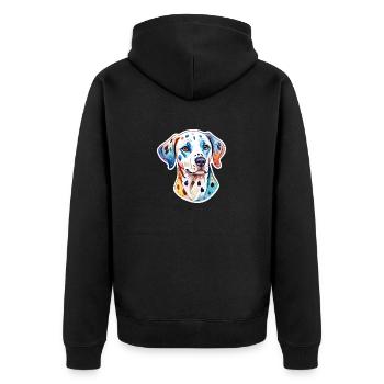 Dalmatiner Wasserfarben - Unisex Premium Bio Zip Hoodie - Schwarz - Hinten - Nico (187cm)