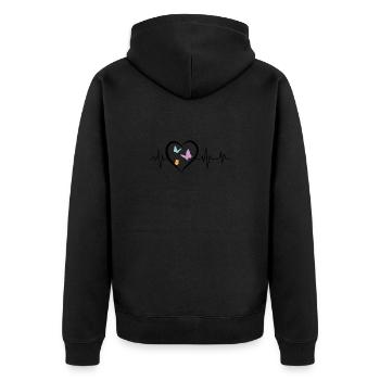 battement de cœur papillons - Veste à capuche bio Premium Unisexe - noir - Dos - Nico (187cm)