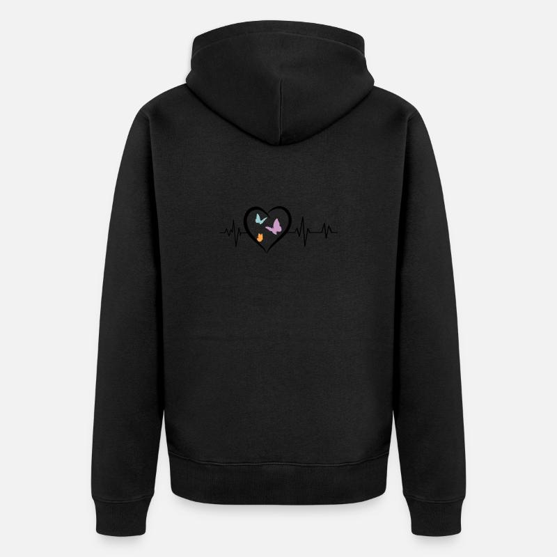 battement de cœur papillons - Veste à capuche bio Premium Unisexe - noir