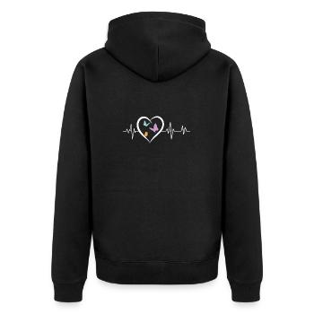 battement de cœur papillons - Veste à capuche bio Premium Unisexe - noir - Dos - Nico (187cm)