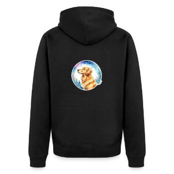 Aquarelles Golden Retriever - Veste à capuche bio Premium Unisexe - noir - Dos - Nico (187cm)