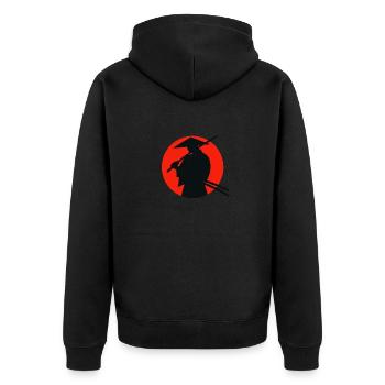 Samurai - Unisex Premium Organic Zip Hoodie - black - Back - Nico (187cm)