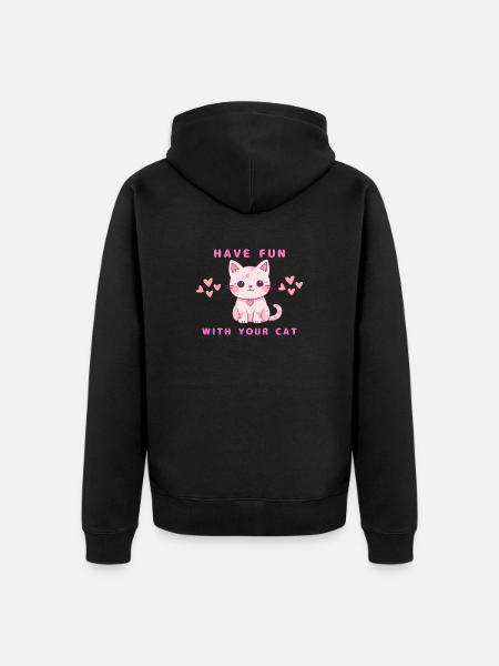Amusez-vous avec votre chat - Veste à capuche bio Premium Unisexe - noir