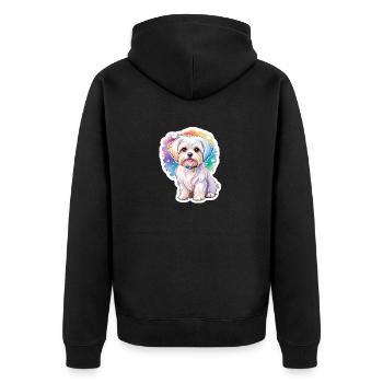 Malteser Wasserfarben - Unisex Premium Bio Zip Hoodie - Schwarz - Hinten - Nico (187cm)
