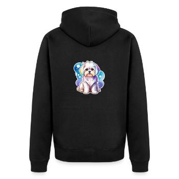 Malteser Wasserfarben - Unisex Premium Bio Zip Hoodie - Schwarz - Hinten - Nico (187cm)