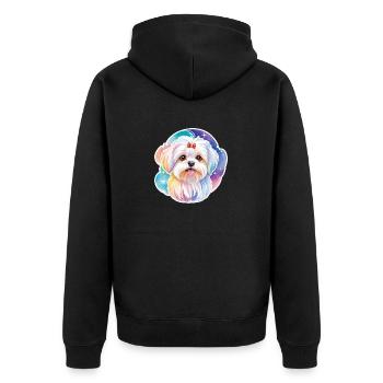 Malteser Wasserfarben - Unisex Premium Bio Zip Hoodie - Schwarz - Hinten - Nico (187cm)