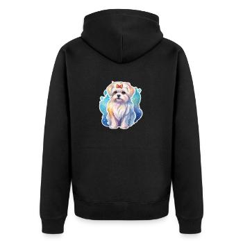 Malteser Wasserfarben - Unisex Premium Bio Zip Hoodie - Schwarz - Hinten - Nico (187cm)