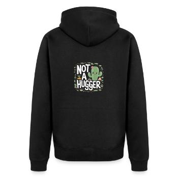 Abstand Halten: Sarkastisches Kaktus - Unisex Premium Bio Zip Hoodie - Schwarz - Hinten - Nico (187cm)