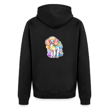 Pudel Wasserfarben - Unisex Premium Bio Zip Hoodie - Schwarz - Hinten - Nico (187cm)