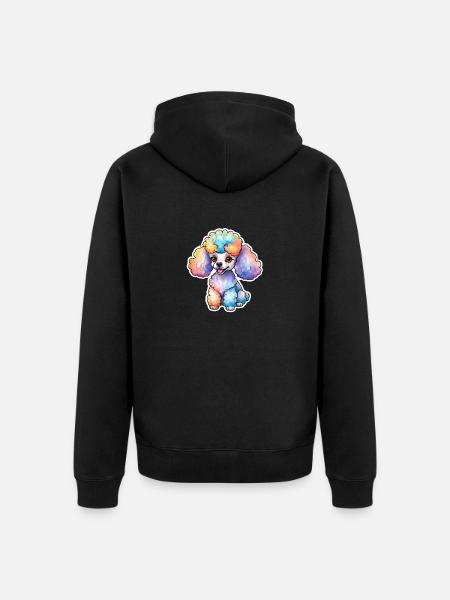 Caniche Aquarelles - Veste à capuche bio Premium Unisexe - noir