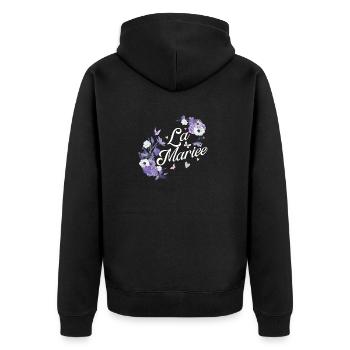 Die lila Blumenbraut - Unisex Premium Bio Zip Hoodie - Schwarz - Hinten - Nico (187cm)