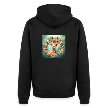 Mignon Kawaii Bébé Giraf Floral - Veste à capuche bio Premium Unisexe - noir - Dos - Nico (187cm)