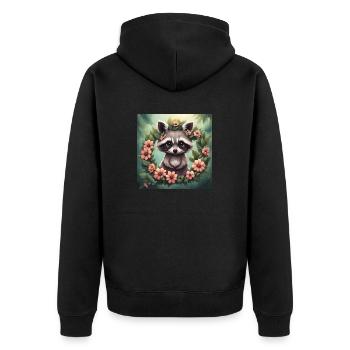 Cute Kawaii Baby Raccoon Floral Pedro Pedro Pedro - Unisex Premium Organic Zip Hoodie - black - Back - Nico (187cm)