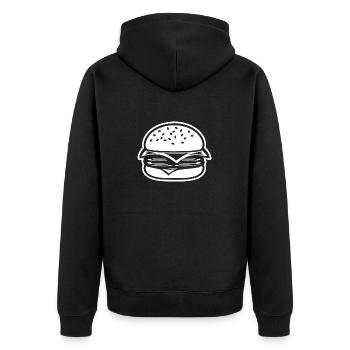 Hamburger Burger - Unisex Premium Bio Zip Hoodie - Schwarz - Hinten - Nico (187cm)