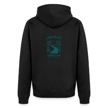 Surfskate Carve On No Flat Days - Unisex Premium Bio Zip Hoodie - Schwarz - Hinten - Nico (187cm)