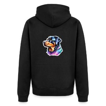 Aquarelles Rottweiler - Veste à capuche bio Premium Unisexe - noir - Dos - Nico (187cm)