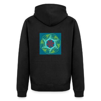 Étoile géométrique abstraite colorée - Veste à capuche bio Premium Unisexe - noir - Dos - Nico (187cm)