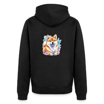 Shiba Inu Aquarelles - Veste à capuche bio Premium Unisexe - noir - Dos - Nico (187cm)