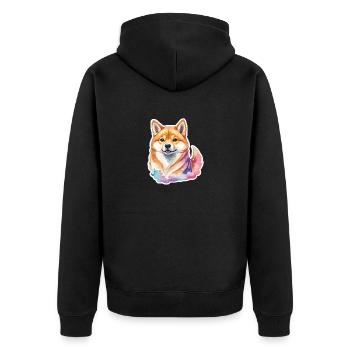 Aquarelles Shiba Inu - Veste à capuche bio Premium Unisexe - noir - Dos - Nico (187cm)