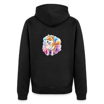 Shiba Inu Aquarelles - Veste à capuche bio Premium Unisexe - noir - Dos - Nico (187cm)